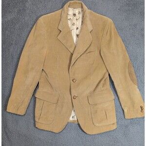 Kentfield Sport Coat Mens 40R Tan Corduroy Blazer Elbow Patch Vintage Ivy